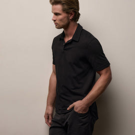 Sueded Jersey Polo in Black | James Perse Los Angeles