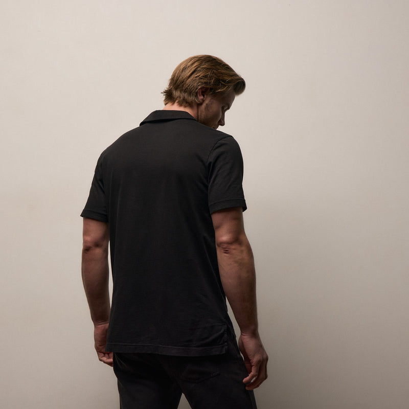 Sueded Jersey Polo in Black | James Perse Los Angeles