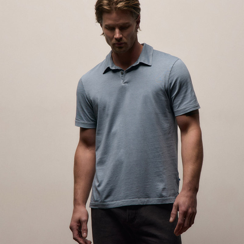 Sueded Jersey Polo in Bluestone Pigment | James Perse Los Angeles
