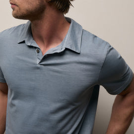 Sueded Jersey Polo in Bluestone Pigment | James Perse Los Angeles