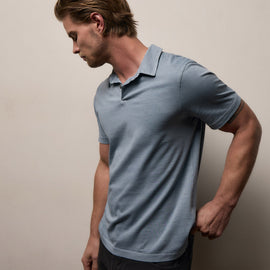 Sueded Jersey Polo in Bluestone Pigment | James Perse Los Angeles