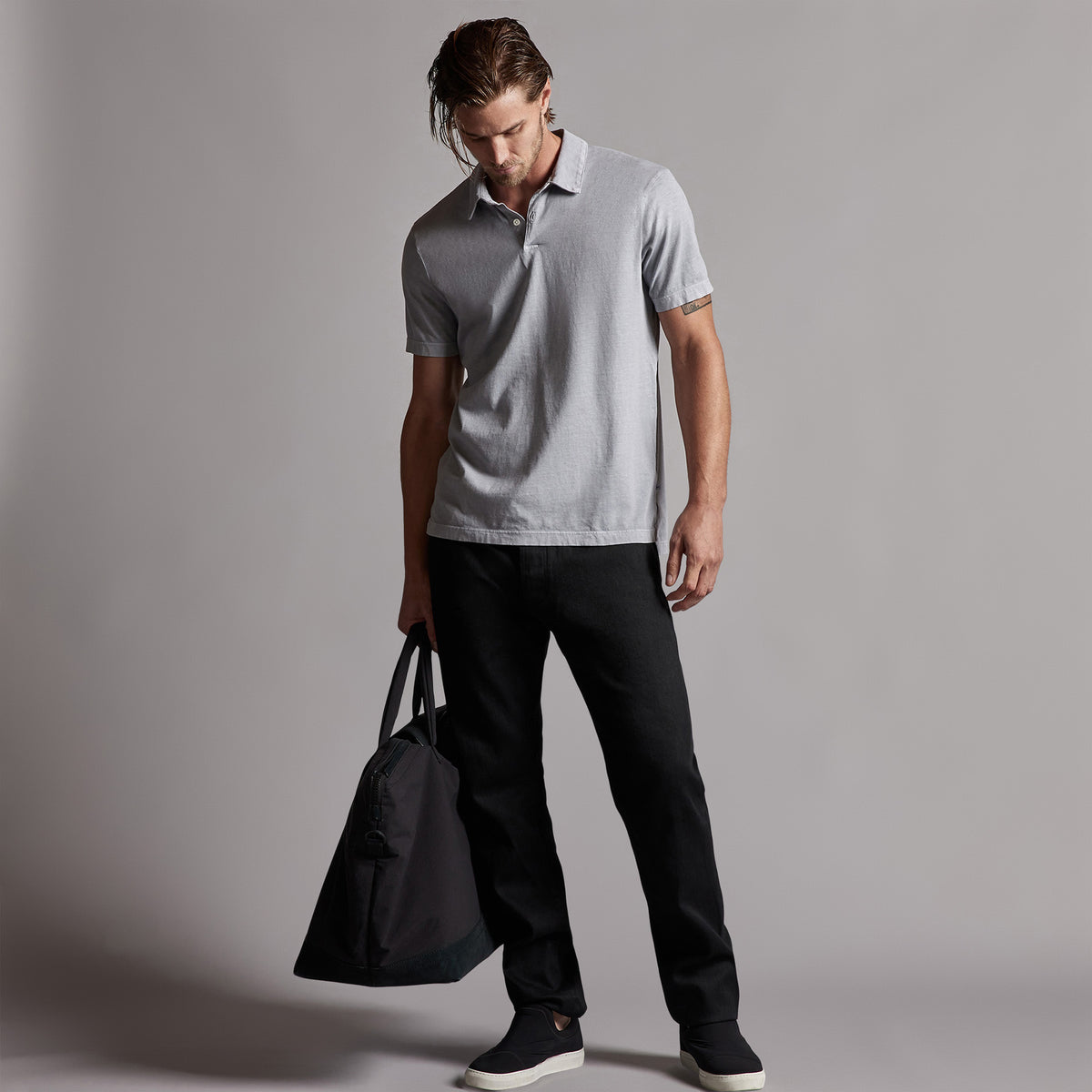 Sueded Jersey Polo in Breeze Pigment | James Perse Los Angeles