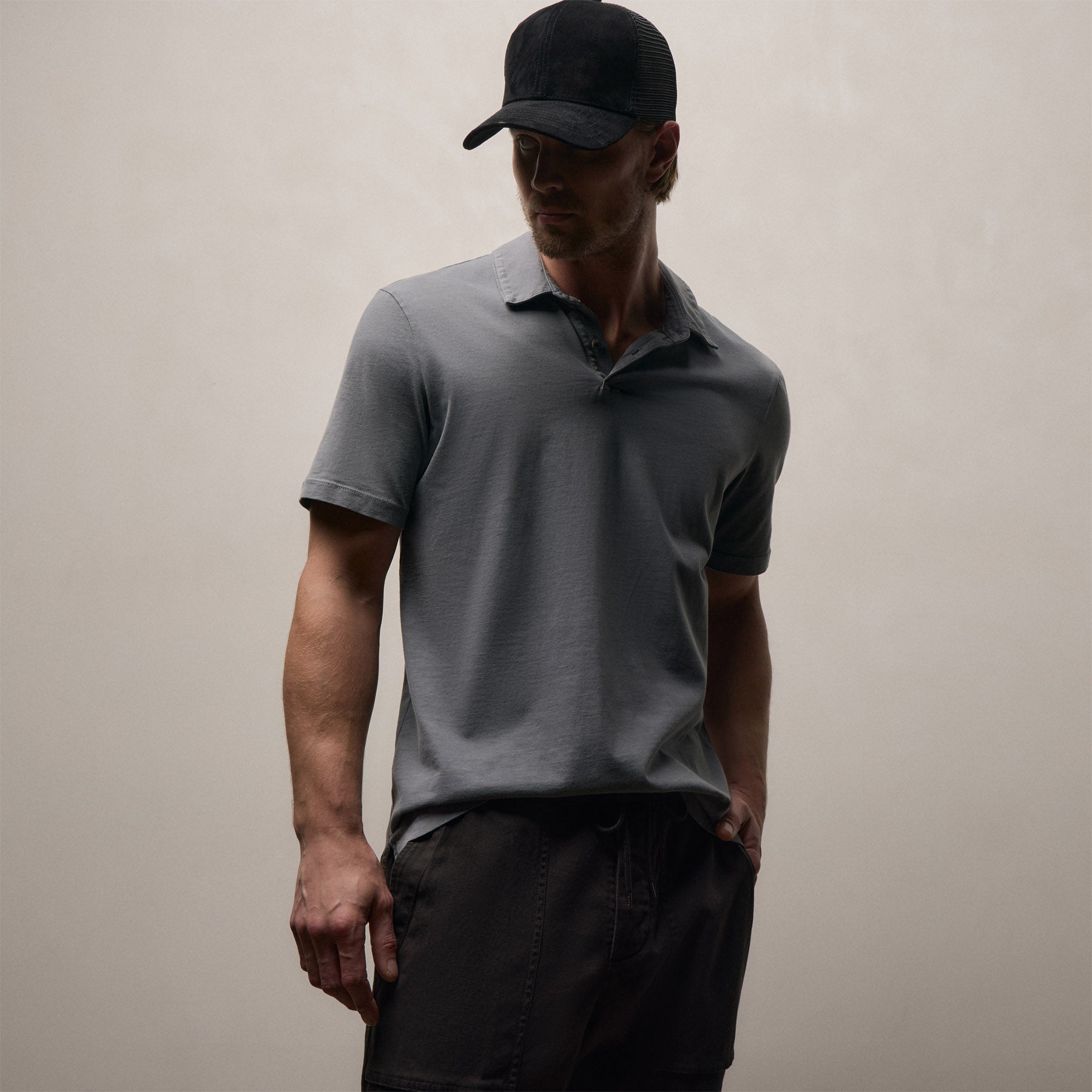 Sueded Jersey Polo in Cavalry Pigment | James Perse Los Angeles