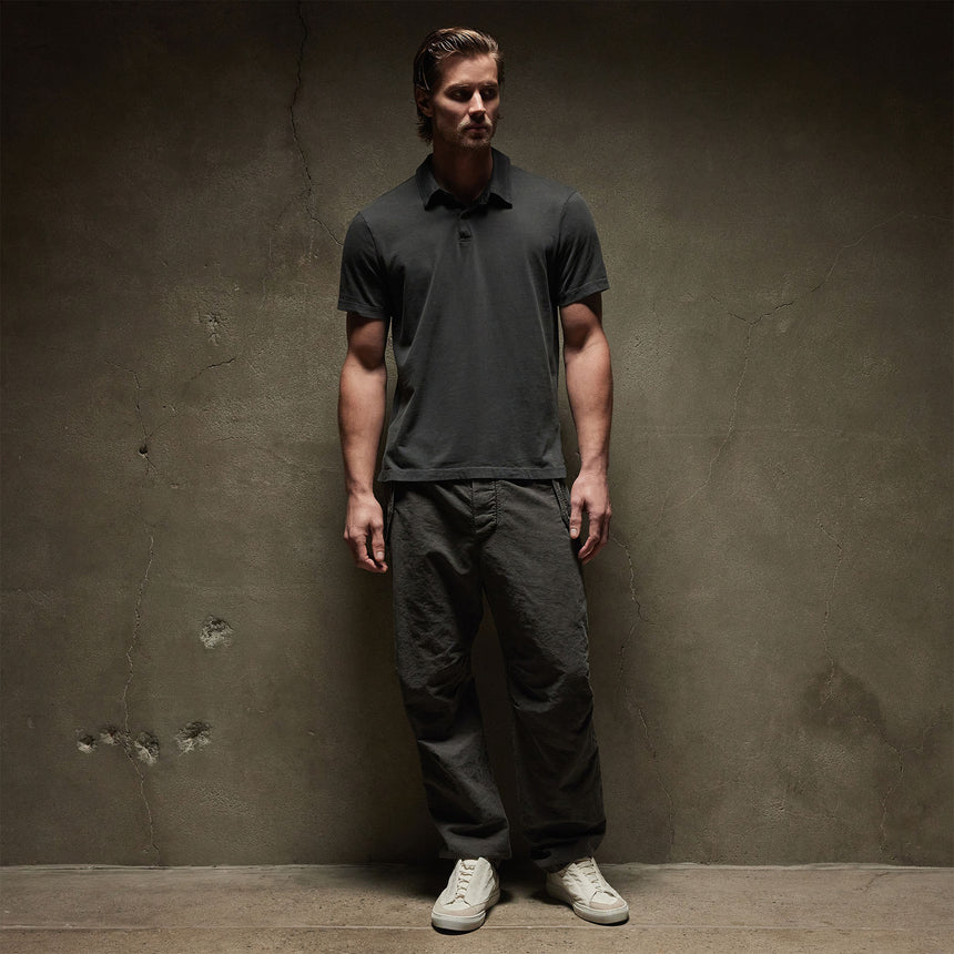 Revised Standard Polo in Carbon Pigment | James Perse Los Angeles