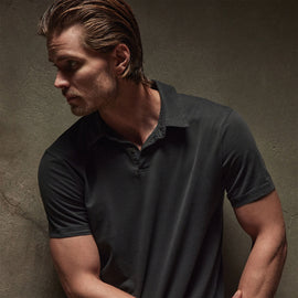 Revised Standard Polo in Carbon Pigment | James Perse Los Angeles