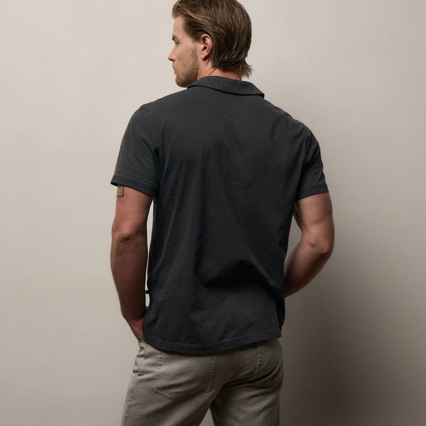 Sueded Jersey Polo in Carbon Pigment | James Perse Los Angeles