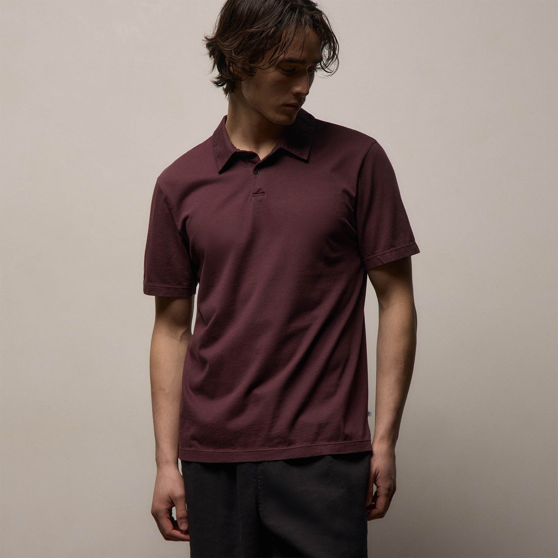 Sueded Jersey Polo in Dark Plum | James Perse Los Angeles
