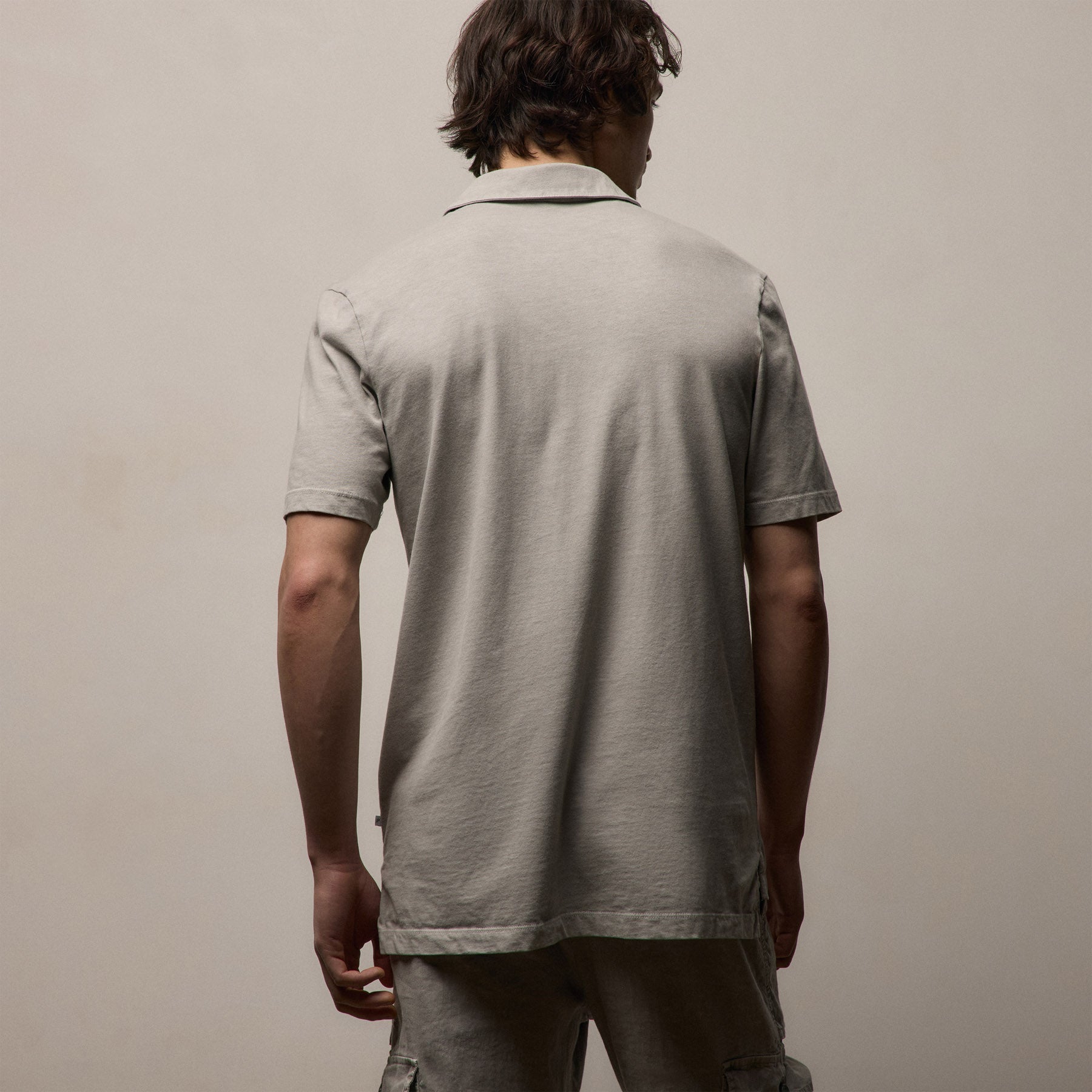 Sueded Jersey Polo in Fog Pigment | James Perse Los Angeles