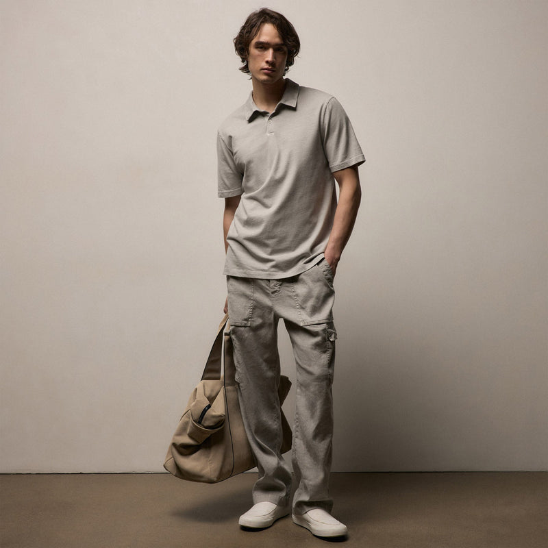 Sueded Jersey Polo in Fog Pigment | James Perse Los Angeles