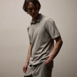 Sueded Jersey Polo in Fog Pigment | James Perse Los Angeles