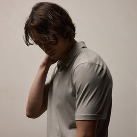 Sueded Jersey Polo in Fog Pigment | James Perse Los Angeles