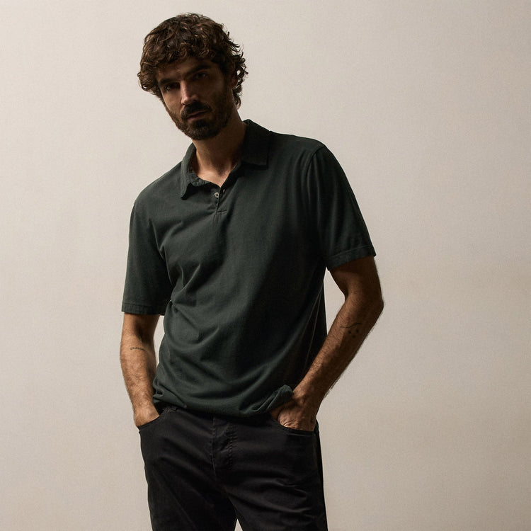 Sueded Jersey Polo in Fern | James Perse Los Angeles