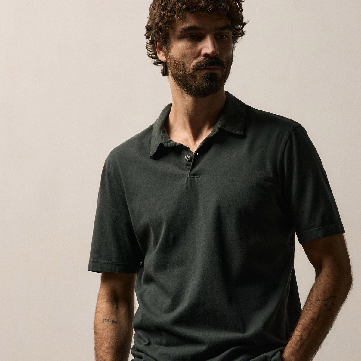 Sueded Jersey Polo in Fern | James Perse Los Angeles