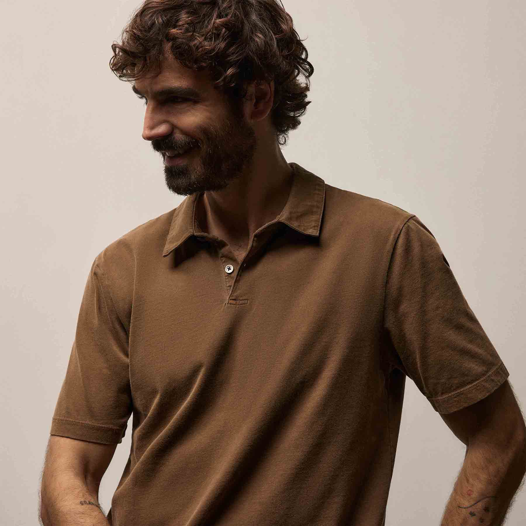 Sueded Jersey Polo - Gingerbread Pigment | James Perse Los Angeles