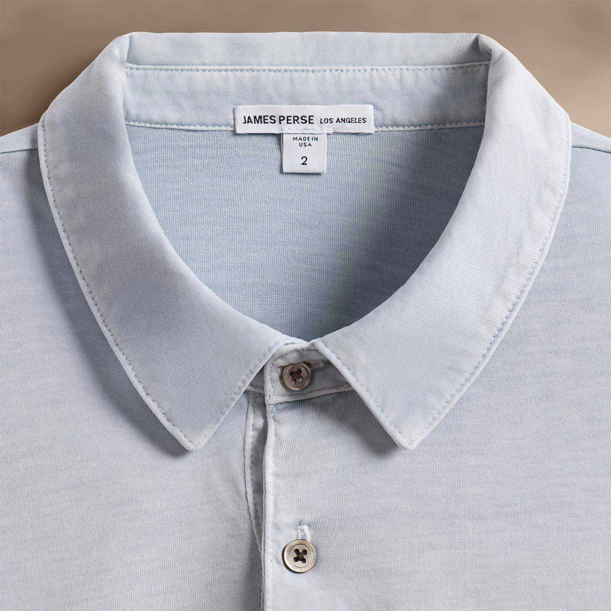 Sueded Jersey Polo in Grey Glacier Pigment | James Perse Los Angeles