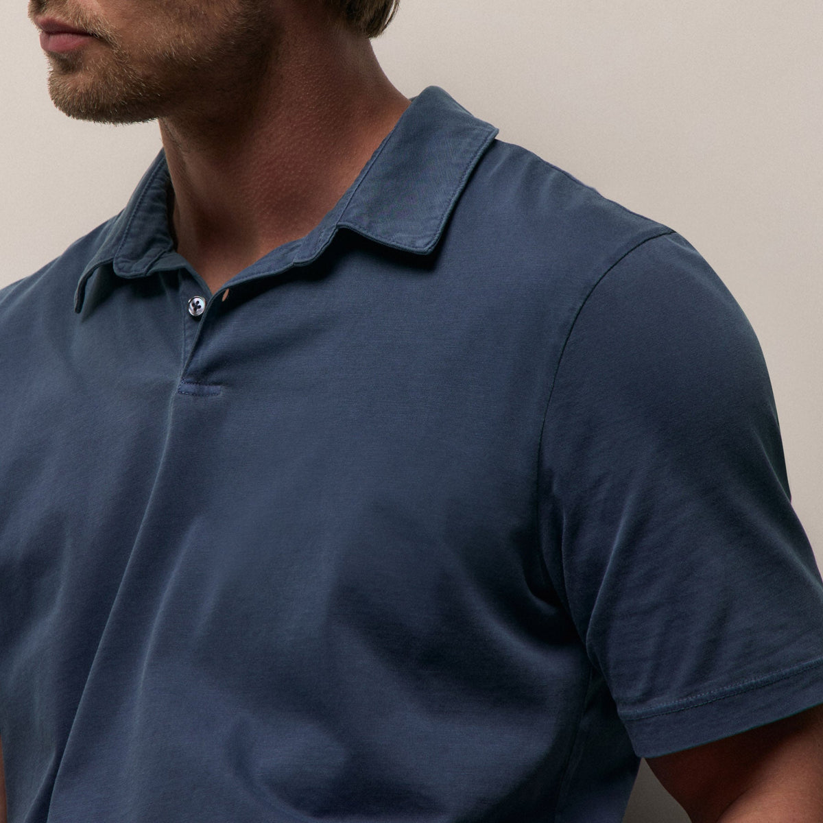 Sueded Jersey Polo in Lake Pigment | James Perse Los Angeles