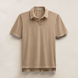 Sueded Jersey Polo in Light Khaki Pigment | James Perse Los Angeles