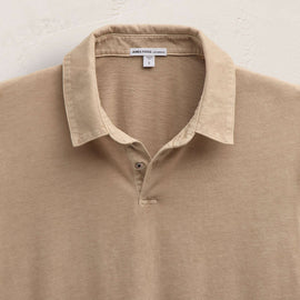 Sueded Jersey Polo in Light Khaki Pigment | James Perse Los Angeles