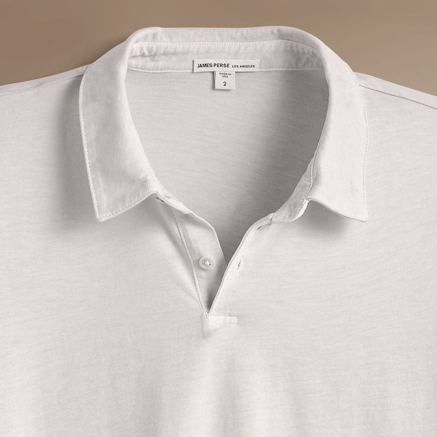 Sueded Jersey Polo in Light Mist Pigment | James Perse Los Angeles