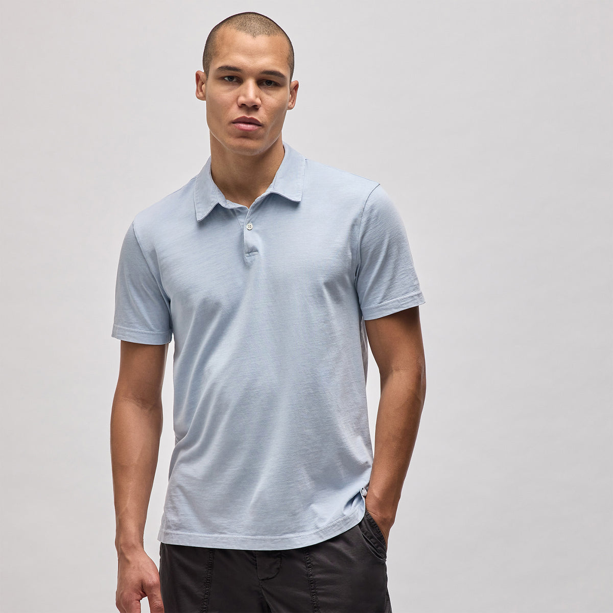 Sueded Jersey Polo in Open Sky Pigment | James Perse Los Angeles