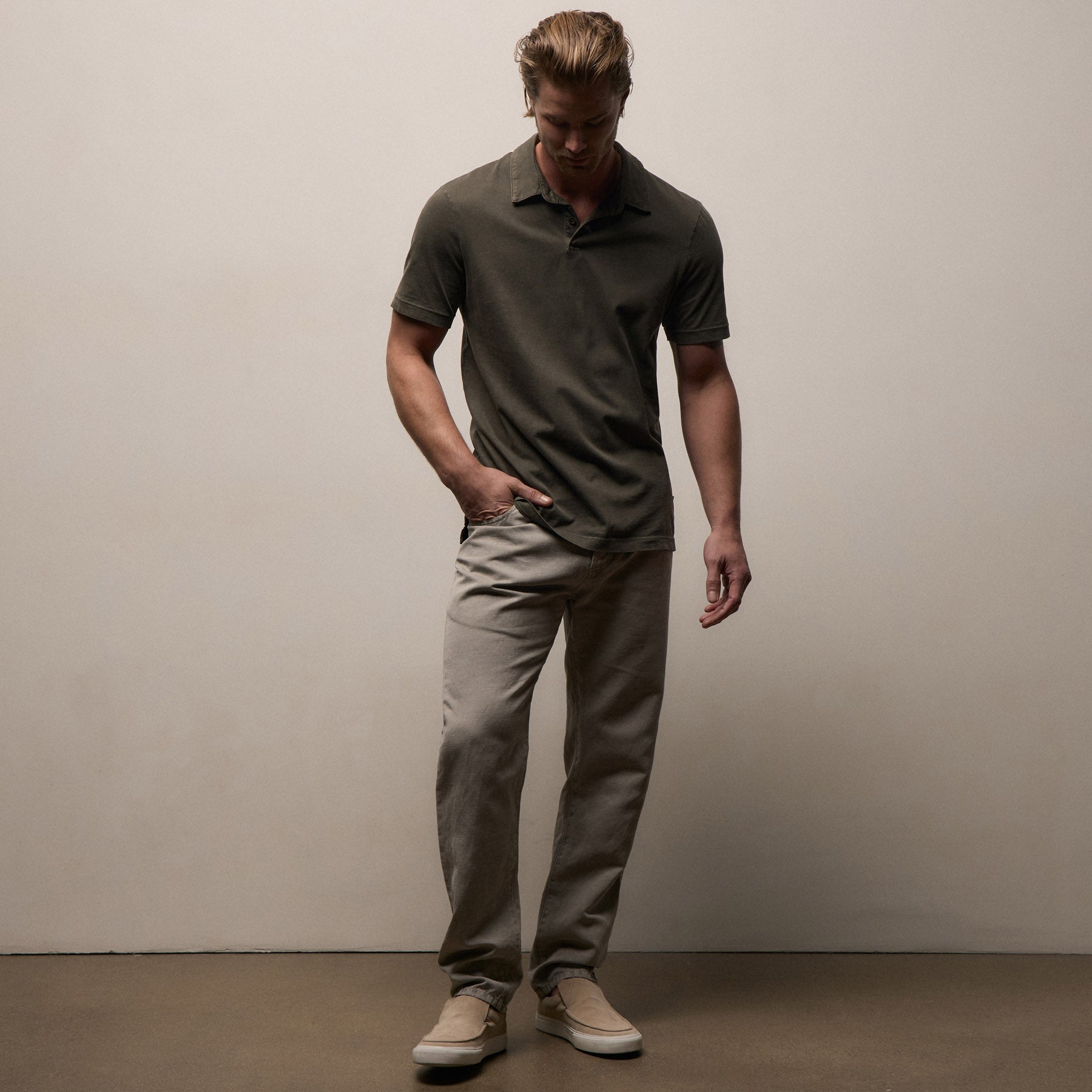JAMES PERSE ブラック ポロシャツ　M Sueded Jersey Polo - Black | James Perse Los Angeles