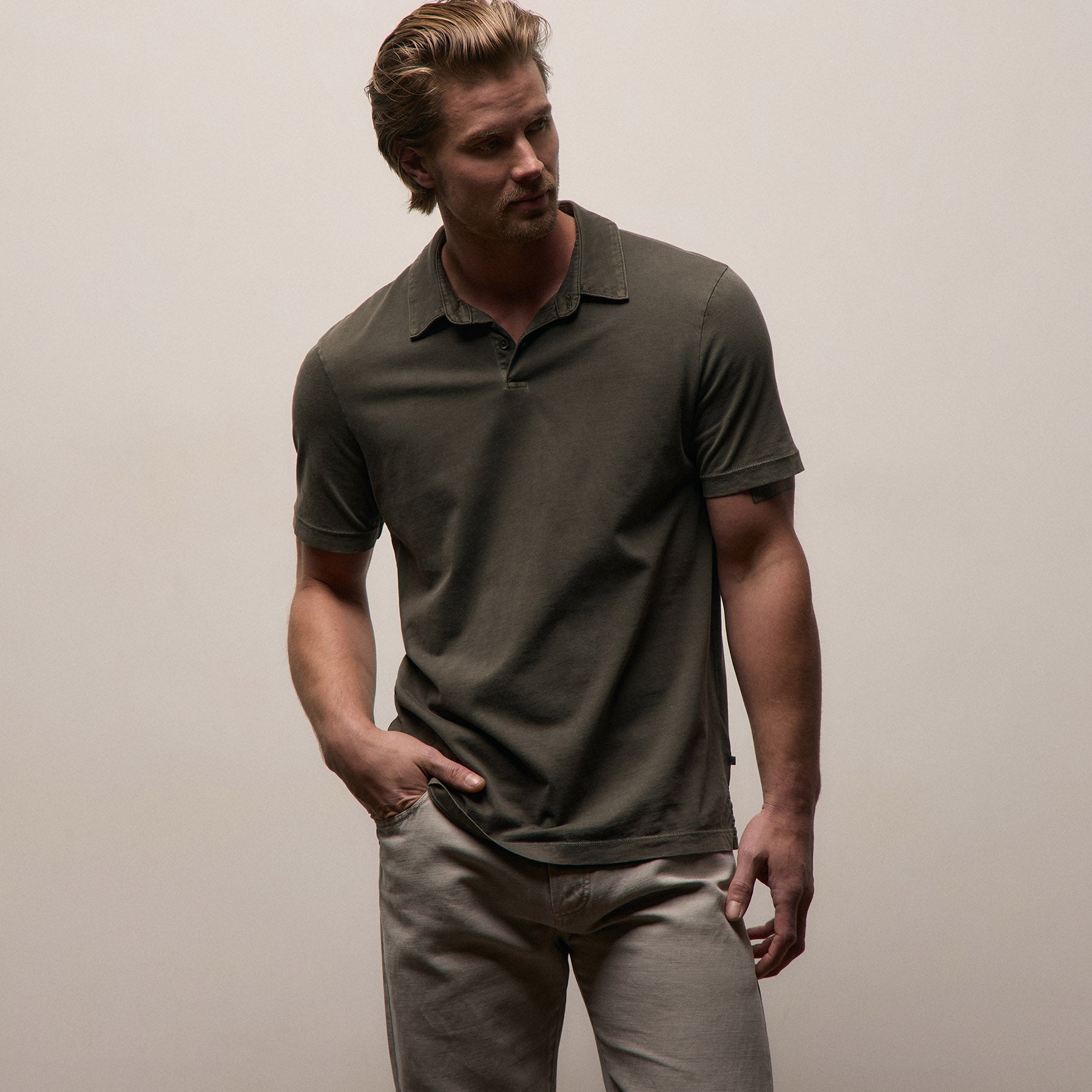Sueded Jersey Polo - Platoon Pigment | James Perse Los Angeles