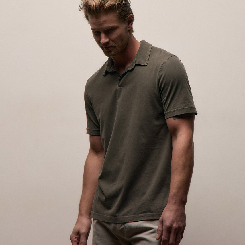 Sueded Jersey Polo in Platoon Pigment | James Perse Los Angeles