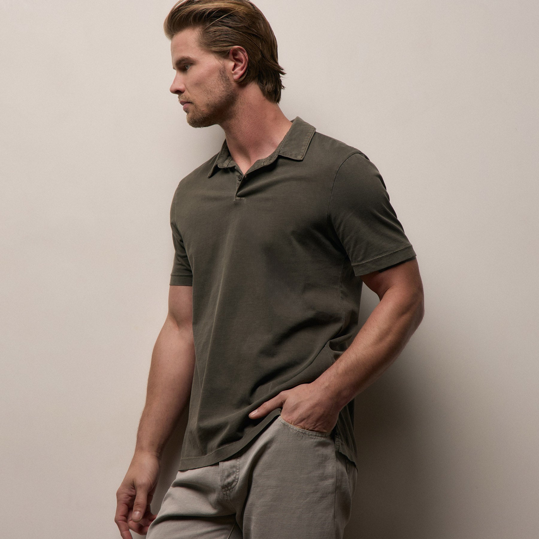 Sueded Jersey Polo - Platoon Pigment | James Perse Los Angeles