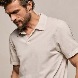 Sueded Jersey Polo in Pearl Pigment | James Perse Los Angeles