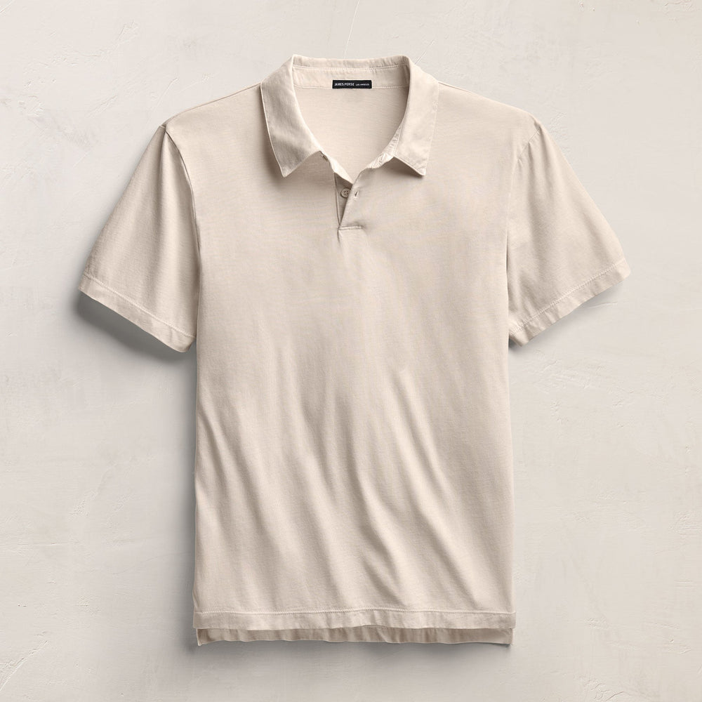 Sueded Jersey Polo in Pearl Pigment | James Perse Los Angeles