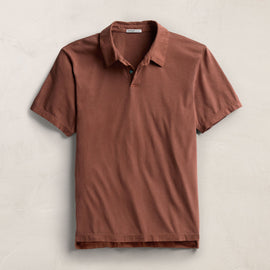 Sueded Jersey Polo in Red Clay Pigment | James Perse Los Angeles