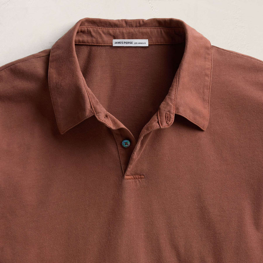 Sueded Jersey Polo in Red Clay Pigment | James Perse Los Angeles