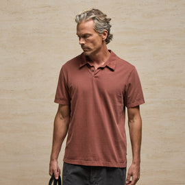Sueded Jersey Polo in Red Clay Pigment | James Perse Los Angeles