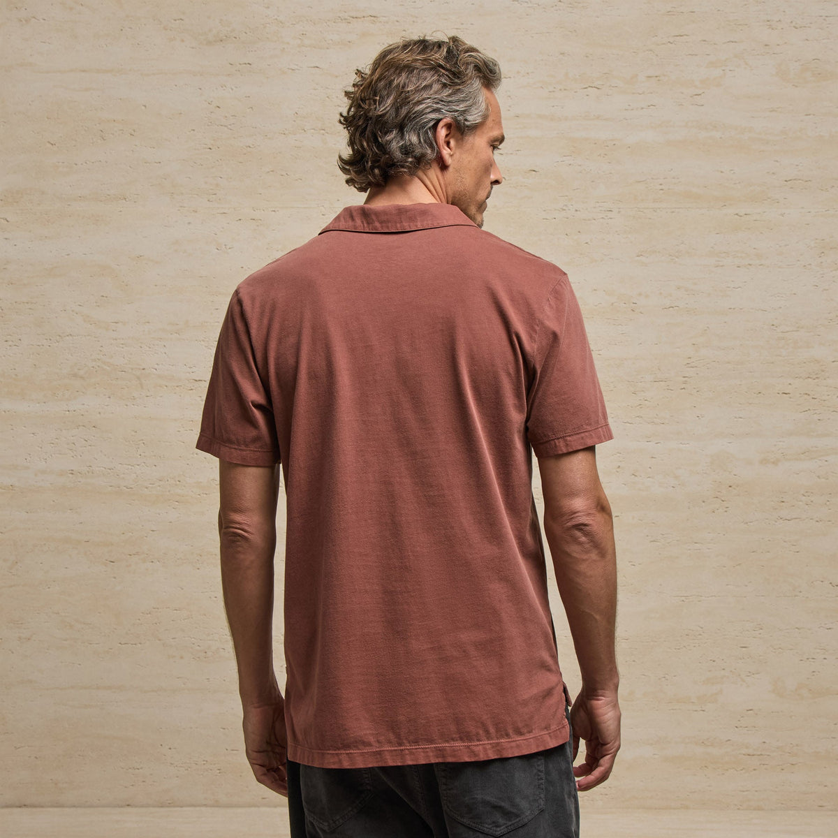 Sueded Jersey Polo in Red Clay Pigment | James Perse Los Angeles