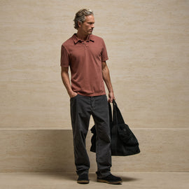 Sueded Jersey Polo in Red Clay Pigment | James Perse Los Angeles