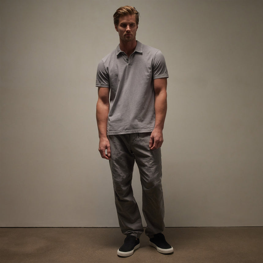 Sueded Jersey Polo in Silver Grey Pigment | James Perse Los Angeles