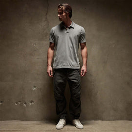 Sueded Jersey Polo in String Pigment | James Perse Los Angeles