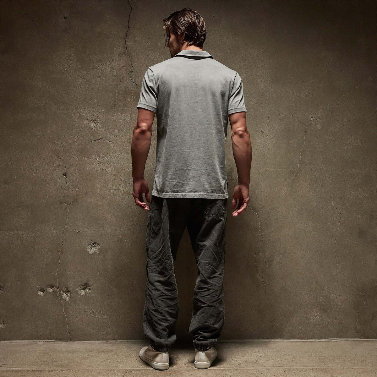 Sueded Jersey Polo in String Pigment | James Perse Los Angeles