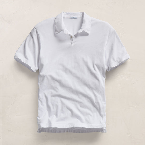Sueded Jersey Polo - White