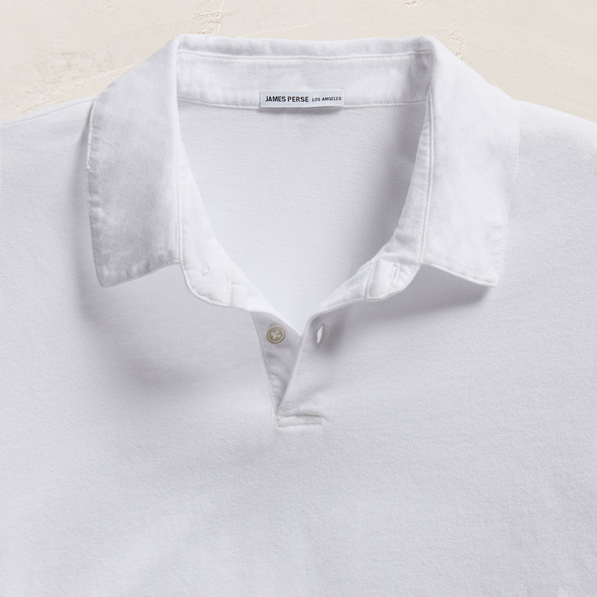 Sueded Jersey Polo - White