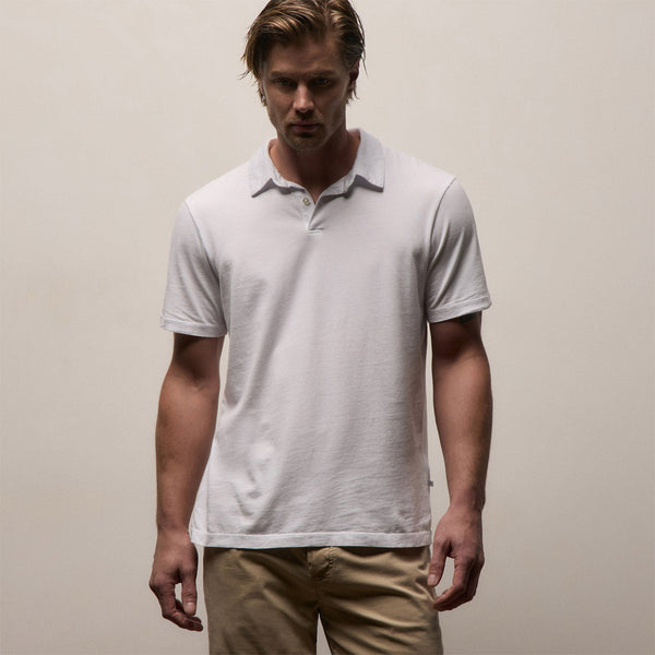 Sueded Jersey Polo in White | James Perse Los Angeles