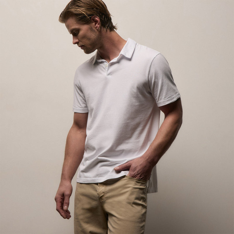 Sueded Jersey Polo in White | James Perse Los Angeles