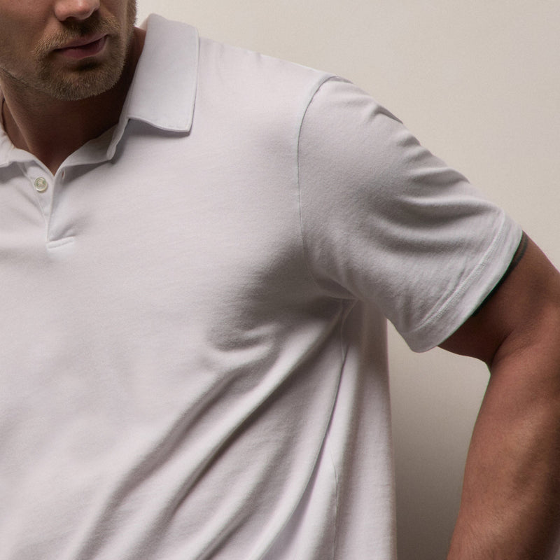 Sueded Jersey Polo in White | James Perse Los Angeles
