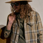 Plaid Cotton Shirt in Tan/Black Plaid | James Perse Los Angeles