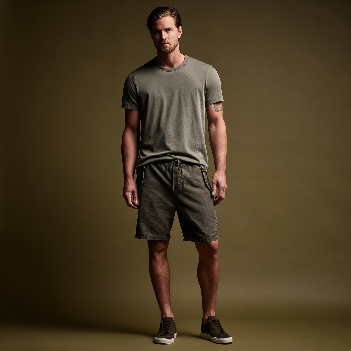Textured Cotton Hemp Short in Palm Pigment | James Perse Los Angeles
