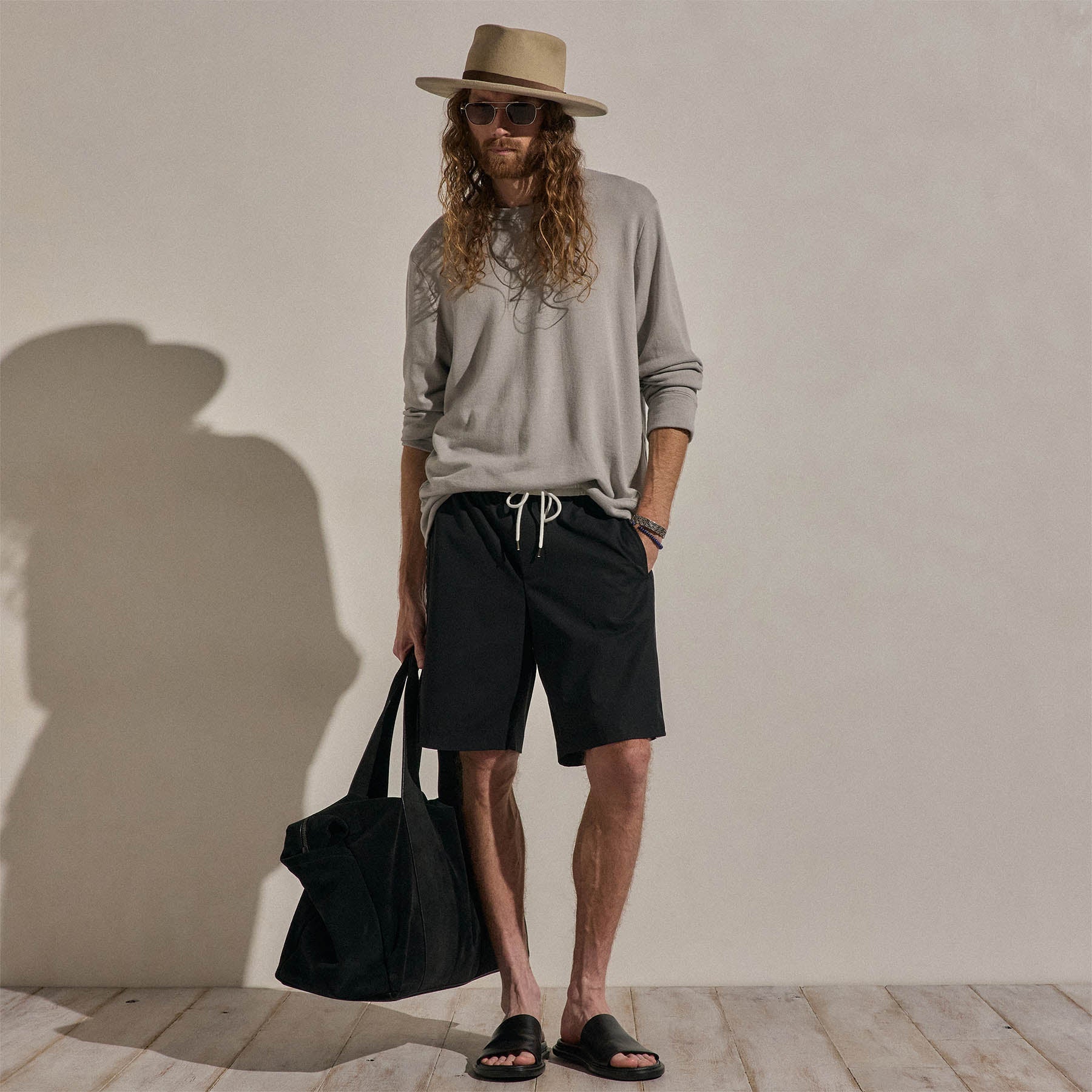 Cotton Cashmere Sweatshirt in Fog | James Perse Los Angeles
