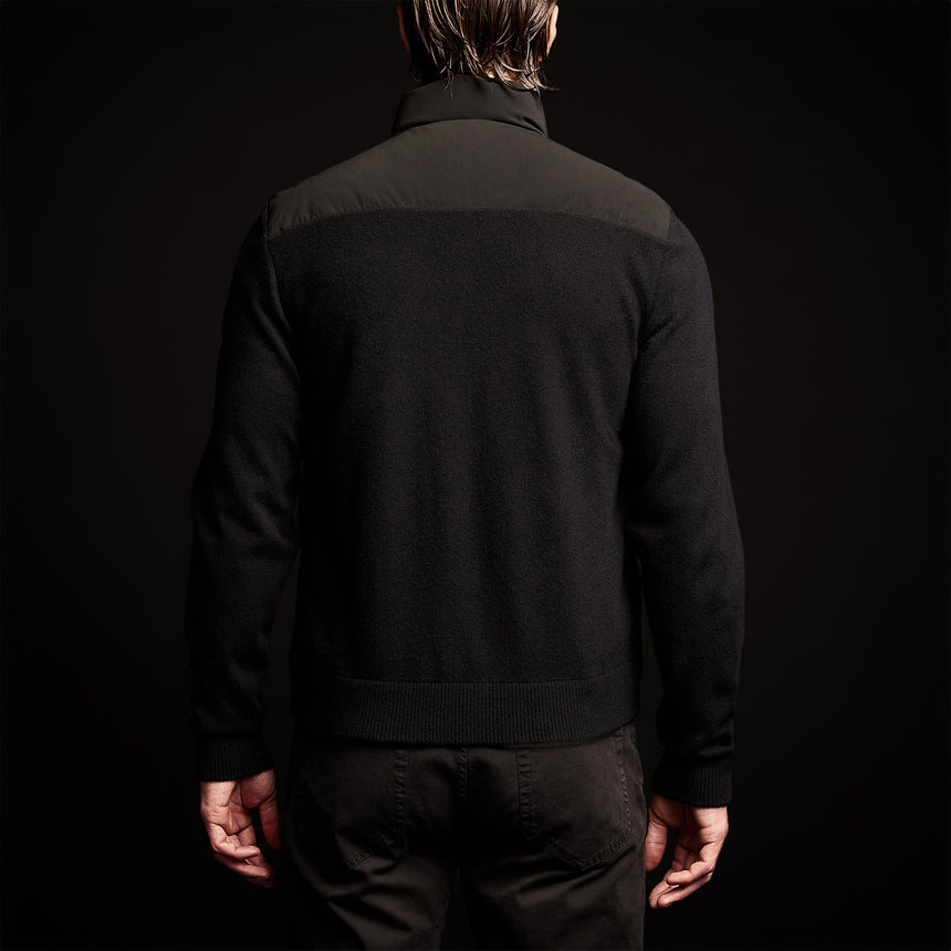 Luxury Down Front Zip Sweater in Black | James Perse Los Angeles
