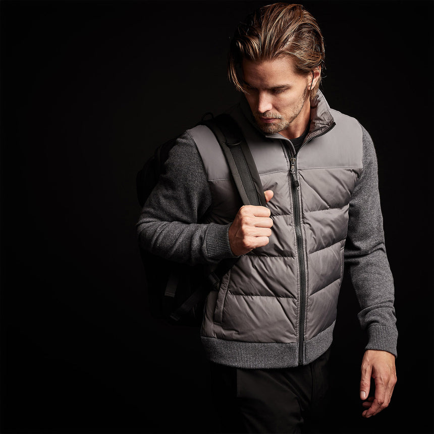 Luxury Down Zip Front Sweater in Flannel | James Perse Los Angeles