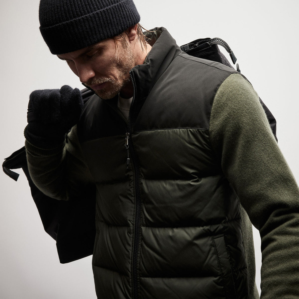 Luxury Down Front Zip Sweater in Sierra | James Perse Los Angeles