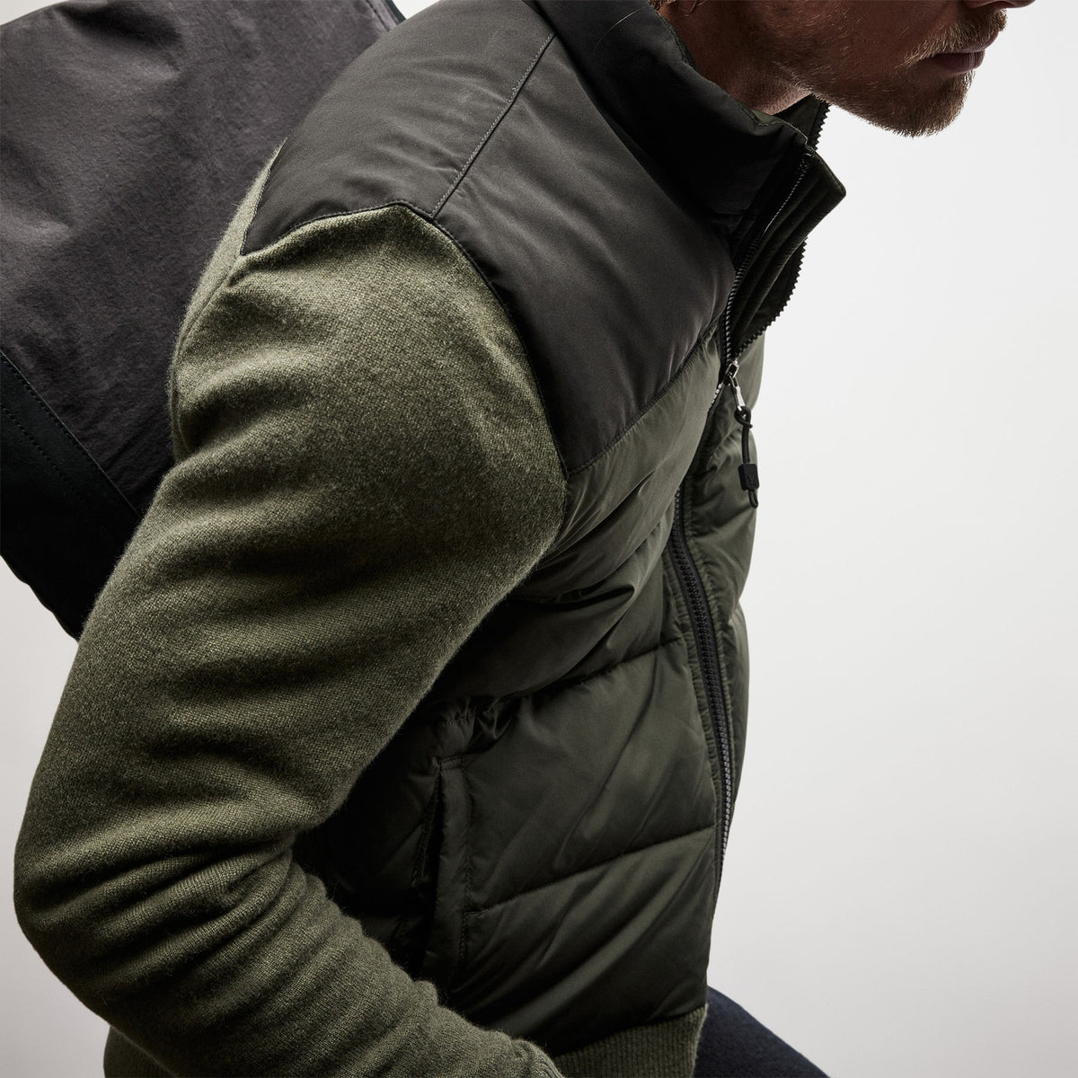Luxury Down Front Zip Sweater in Sierra | James Perse Los Angeles